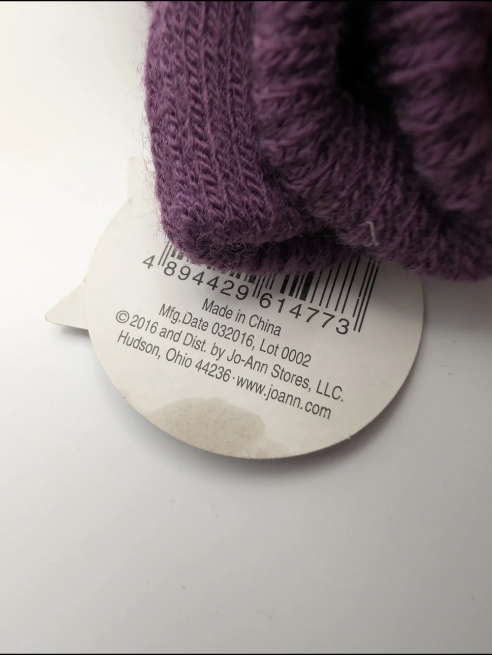 Jo-Ann Fabrics Kids Nwt Purple Mittens 2016, Brand New
